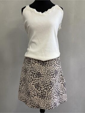 Gilli Leopard Print Faux Suede Mini Skirt Womens Large NWT